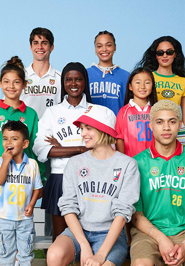 Image of a group of models wearing the Old Navy FIFA collection.
