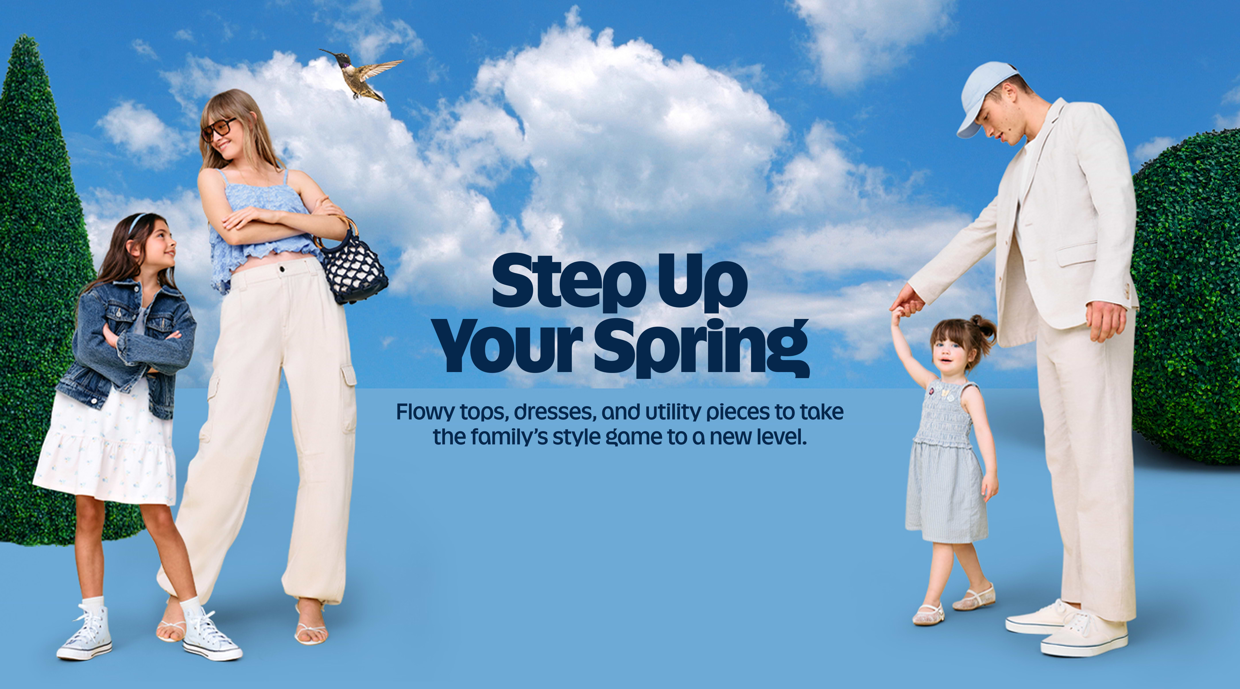 Step up your spring. Family wearing spring dressy looks.