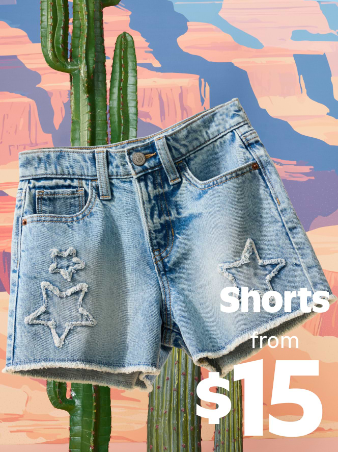 Denim shorts with embroidered stars.