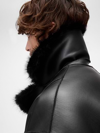 Vegan Leather
 Fur-Lined Coat alt