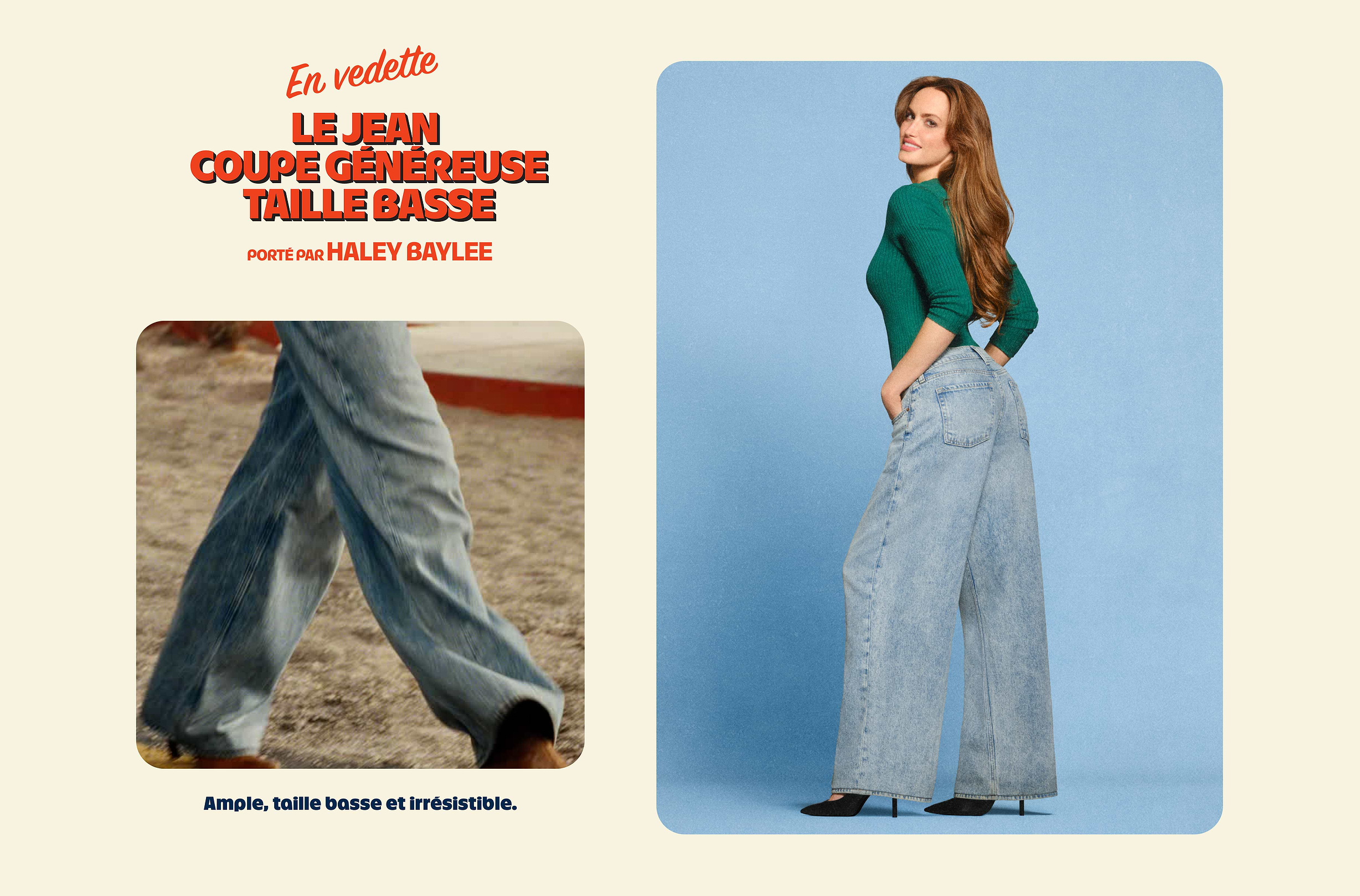 Le jean couple genereuse taille basse.