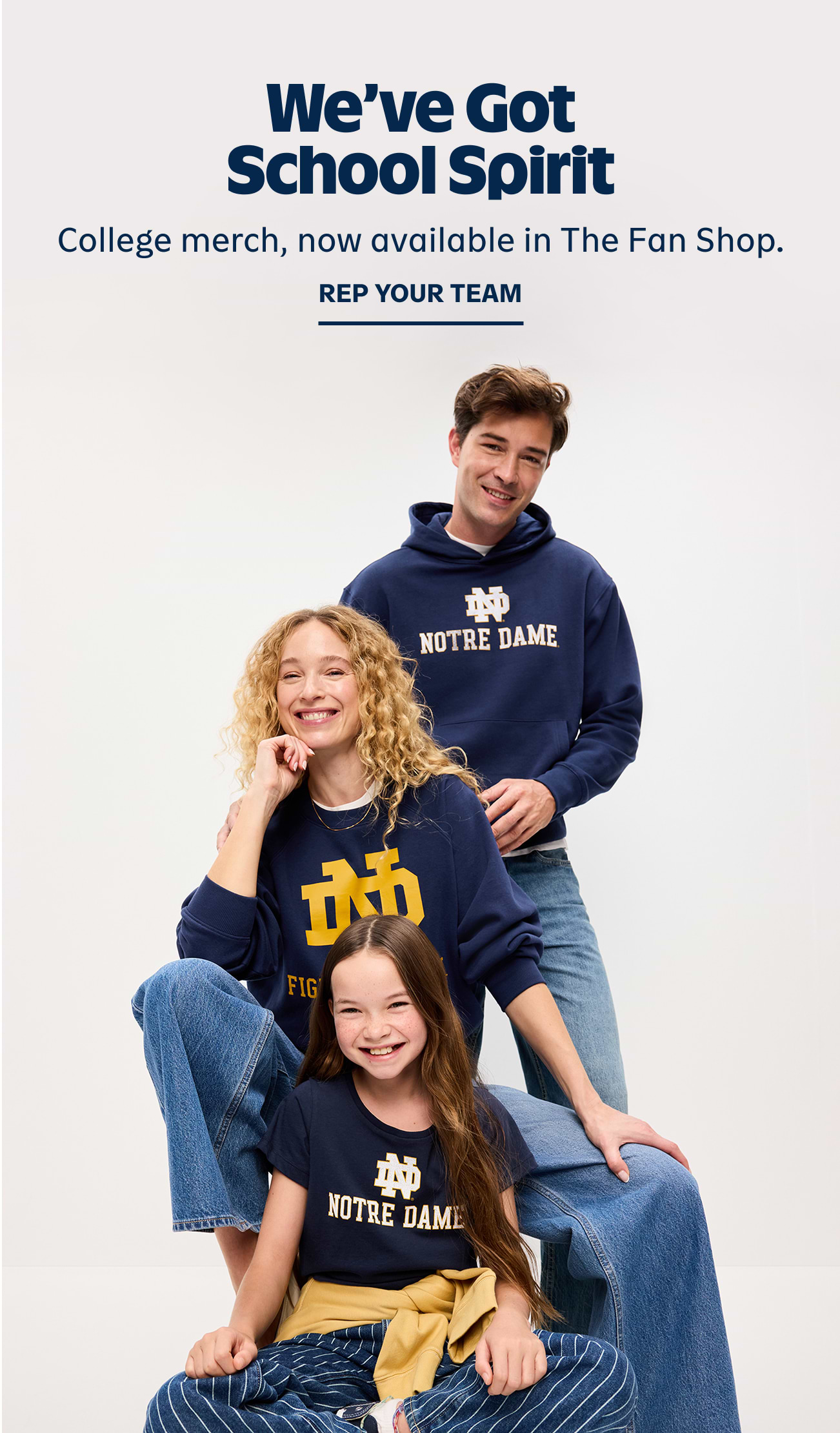 We've got school spirit. College merch, now available in The Fan Shop. Rep your team. 