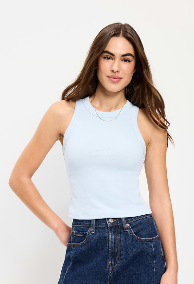 A woman wearing an Old Navy tank top.