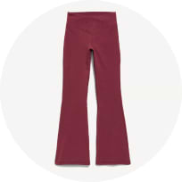 Girls burgundy straight-leg knit pants for back to school.