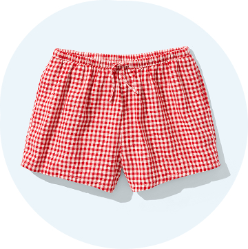 Image of an Old Navy red gingham pair of shorts.