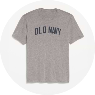 Heather gray crewneck T-shirt with “OLD NAVY” printed across the chest.