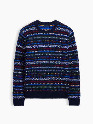 a sweater with a blue and white pattern