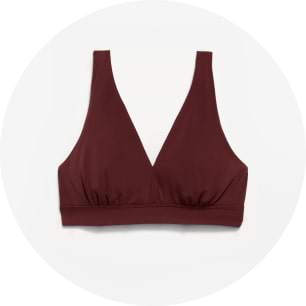 Burgundy bralette with deep V-neckline and wide straps.