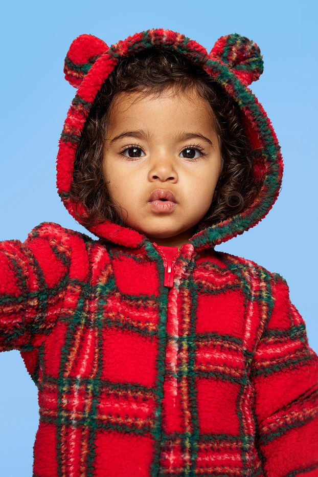 A young model is wearing from Old Navy’s holiday collection.