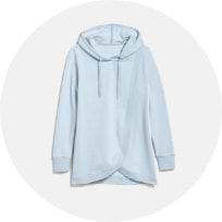 Maternity cross-front nursing pullover.