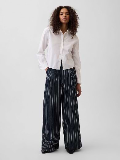 Extra High Rise Stripe
Denim Trousers