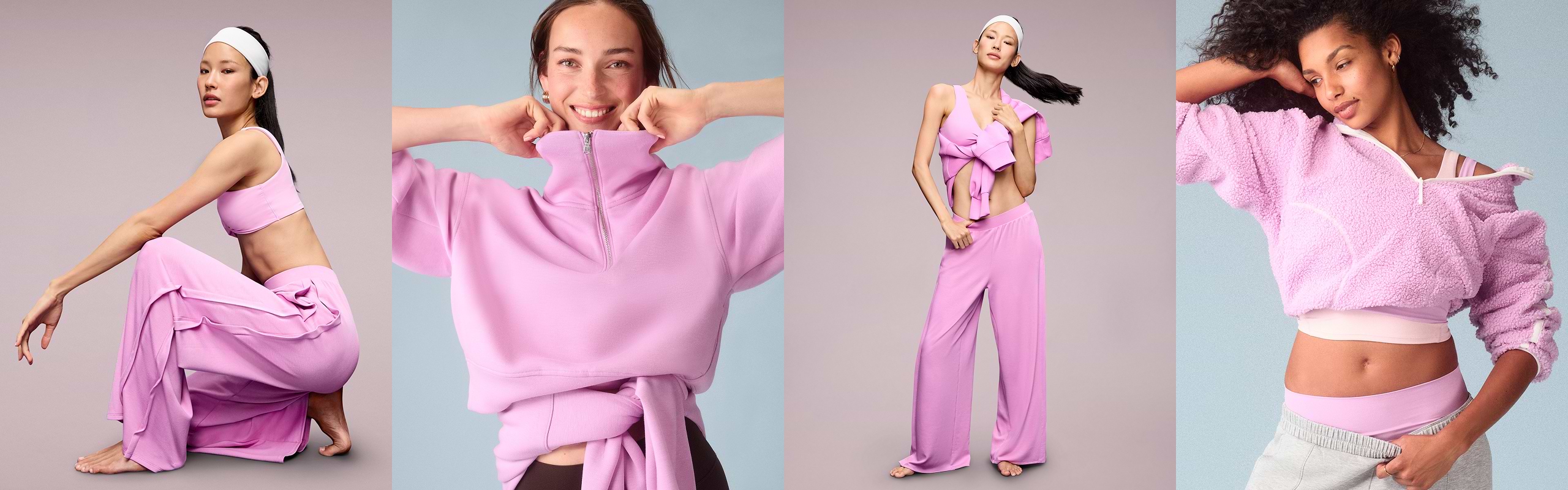 Female Models all wearing Orchid color Athletic wear