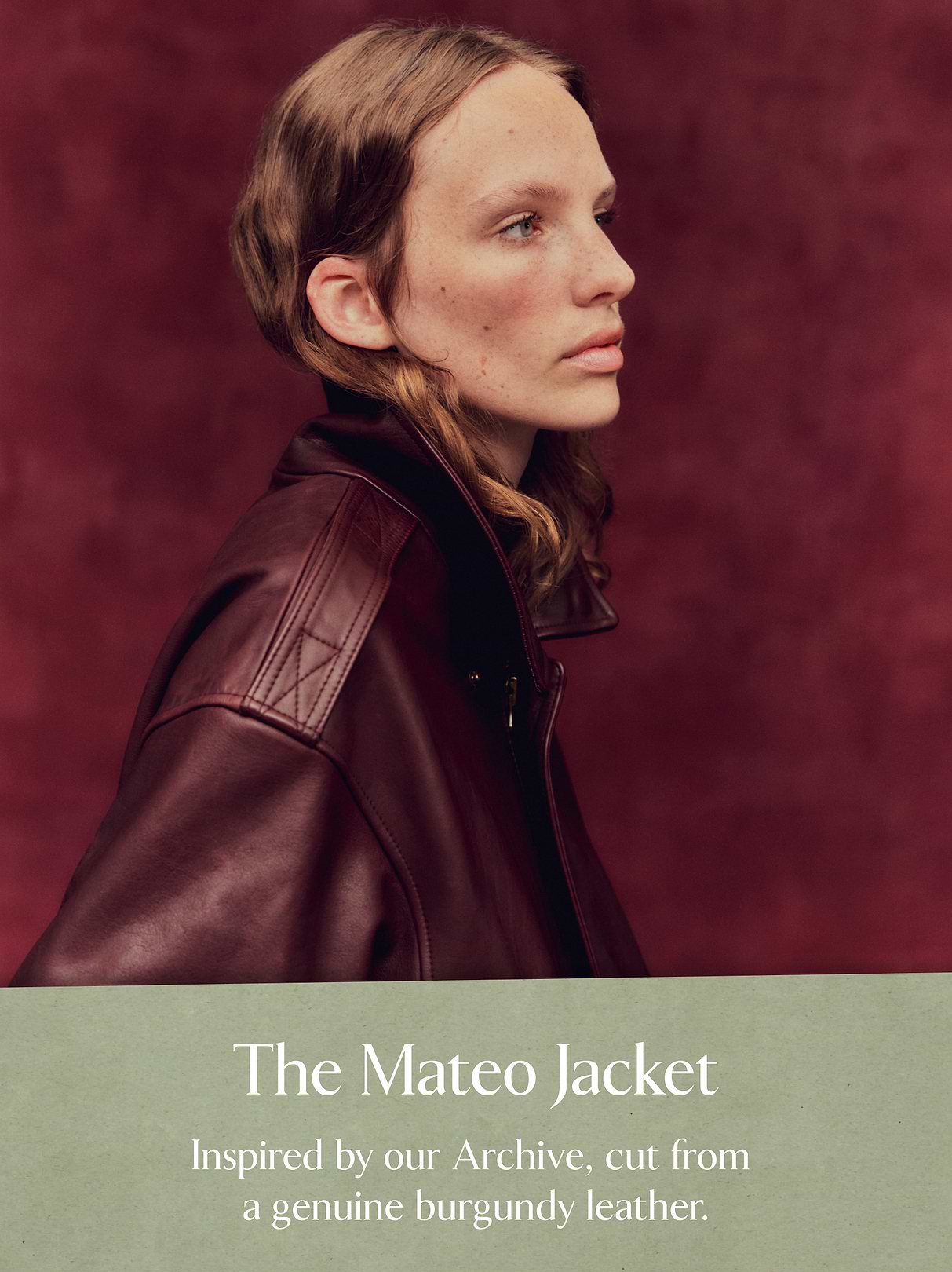 The Mateo Jacket. Inspired by our Archive, cut from a genuine burgundy leather.